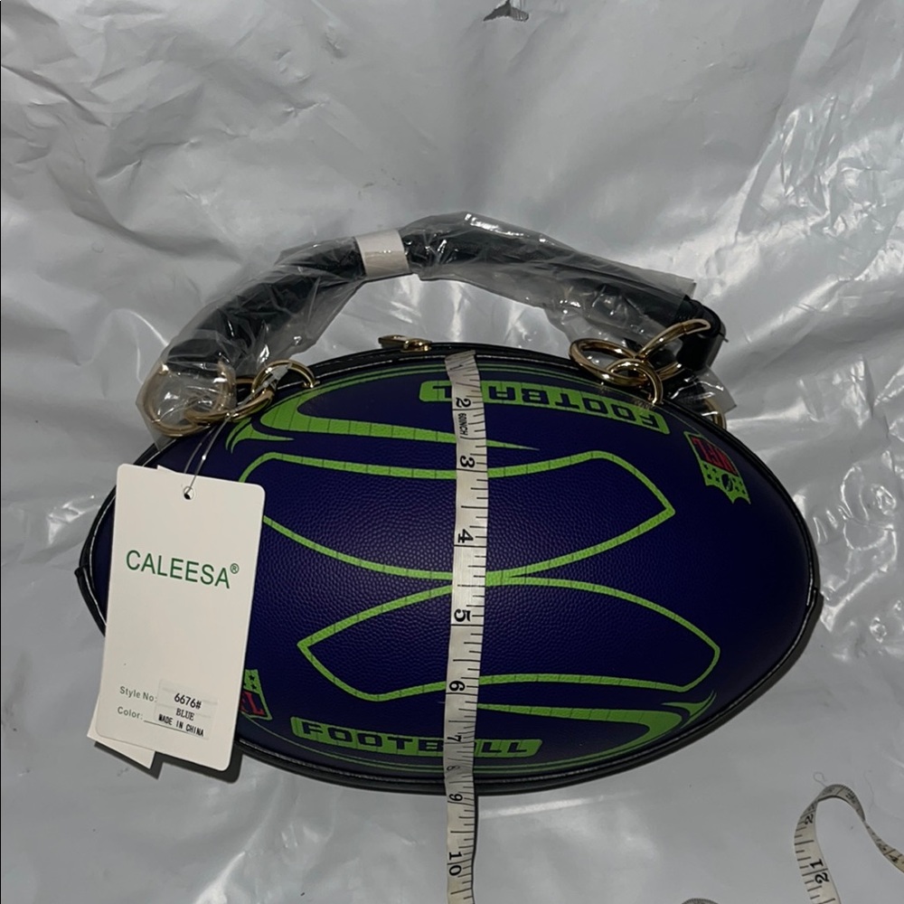 Sporty Blue and Orange Crossbody Bag with Football Design - Picture 4 of 6